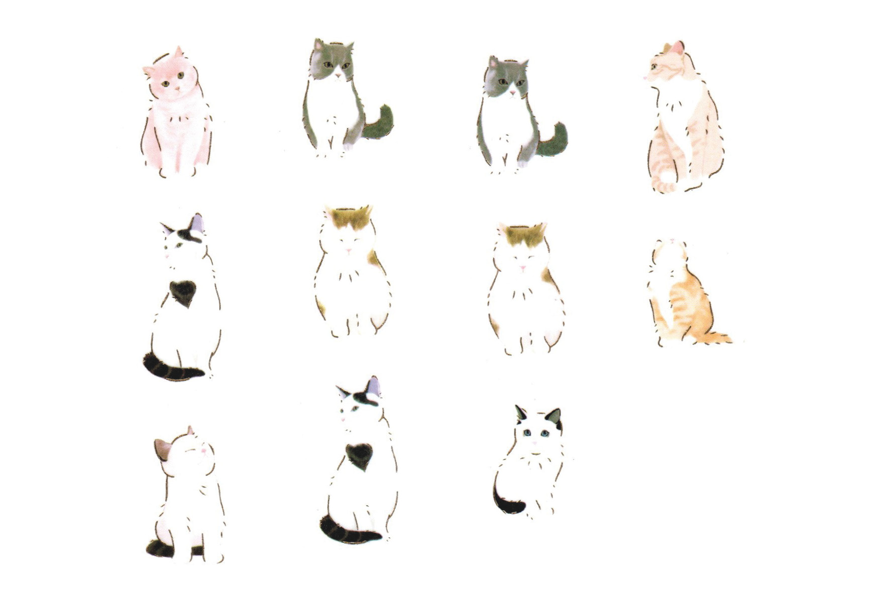 papersisters_Washi_Tape_Autumn_Glitter_Seated_Cats