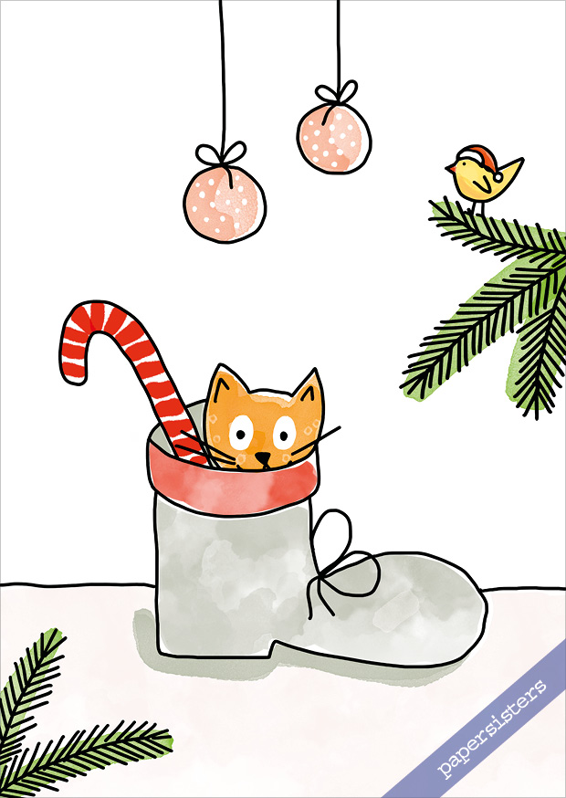 papersisters-Postkarte-Postcard-Katze-Just-Cats-Sweet-Surprise