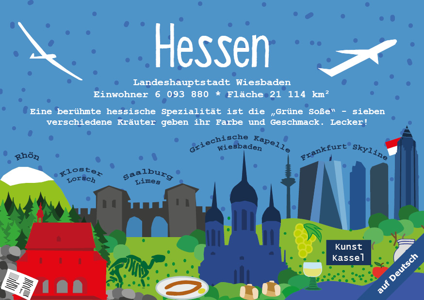 papersisters-Postkarte-Bundesland-Hessen-deutsch Hessen - German Landmark Series