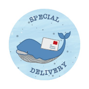 S* Sticker Whale 25mm rund 5er