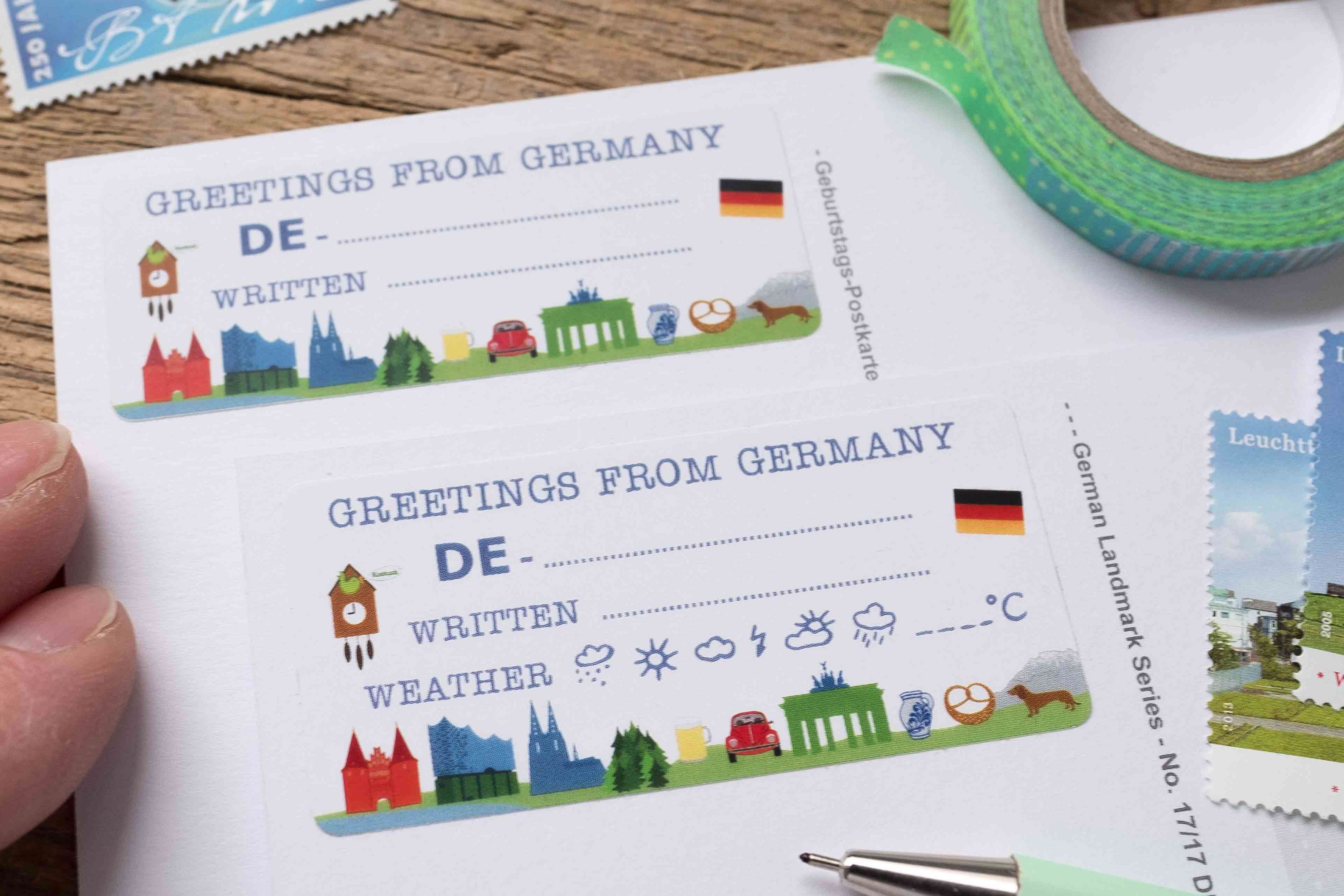 Greetings from Germany Postcard ID Sticker Set 40 pieces