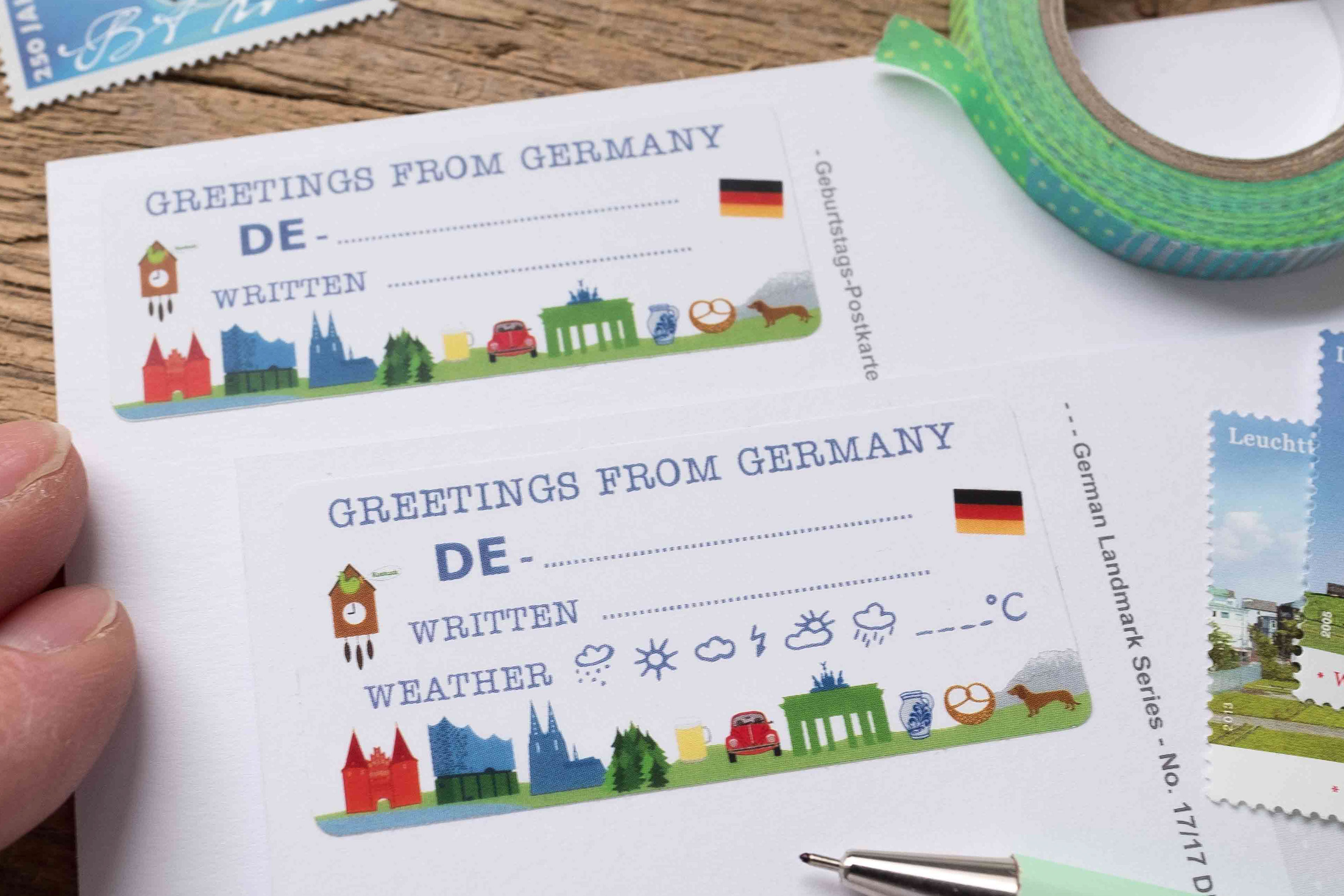 Greetings from Germany Postcard ID Sticker Set 