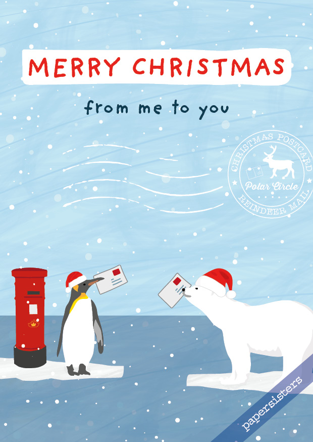 papersisters-Postcard-Postkarte-Merry-Christmas-Polar-Friends