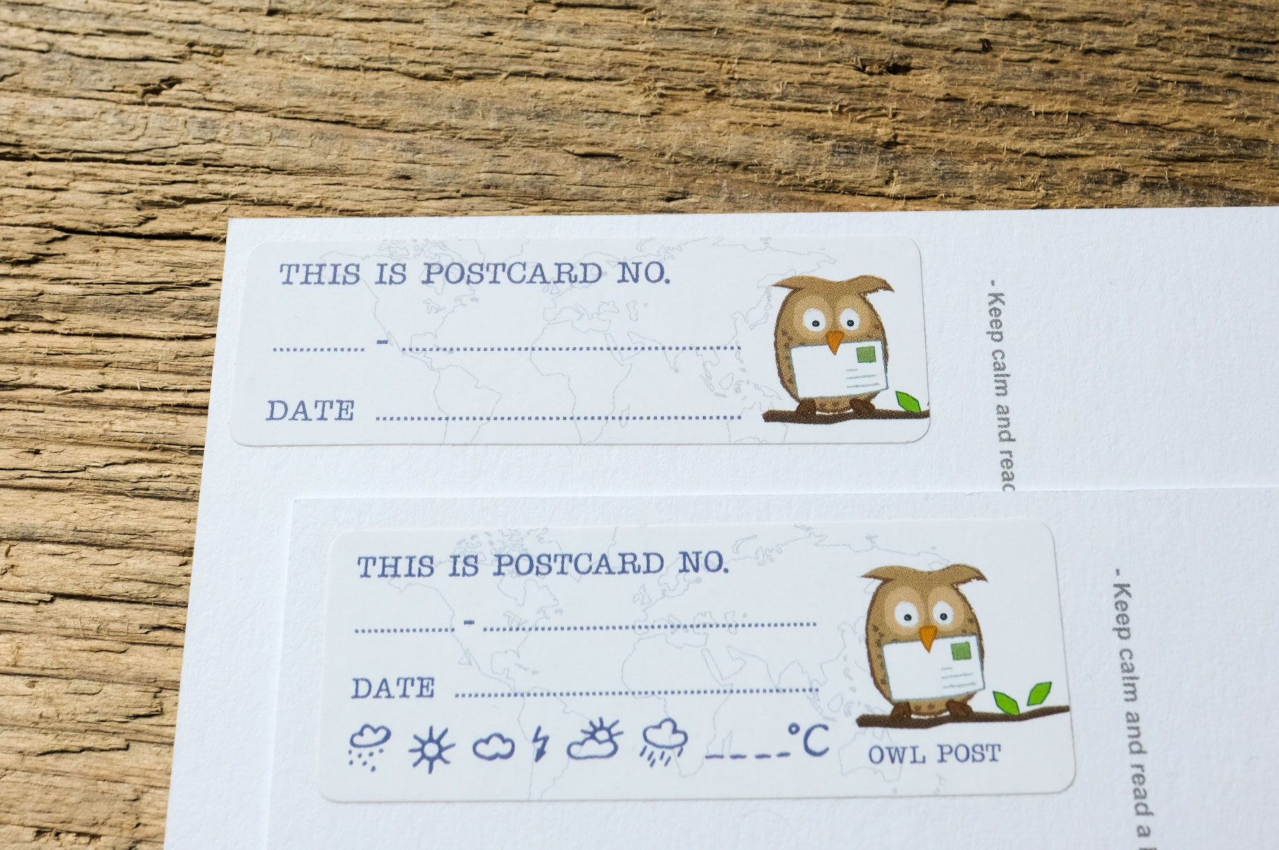 Postcard ID Sticker Set Owl Post 50 pieces
