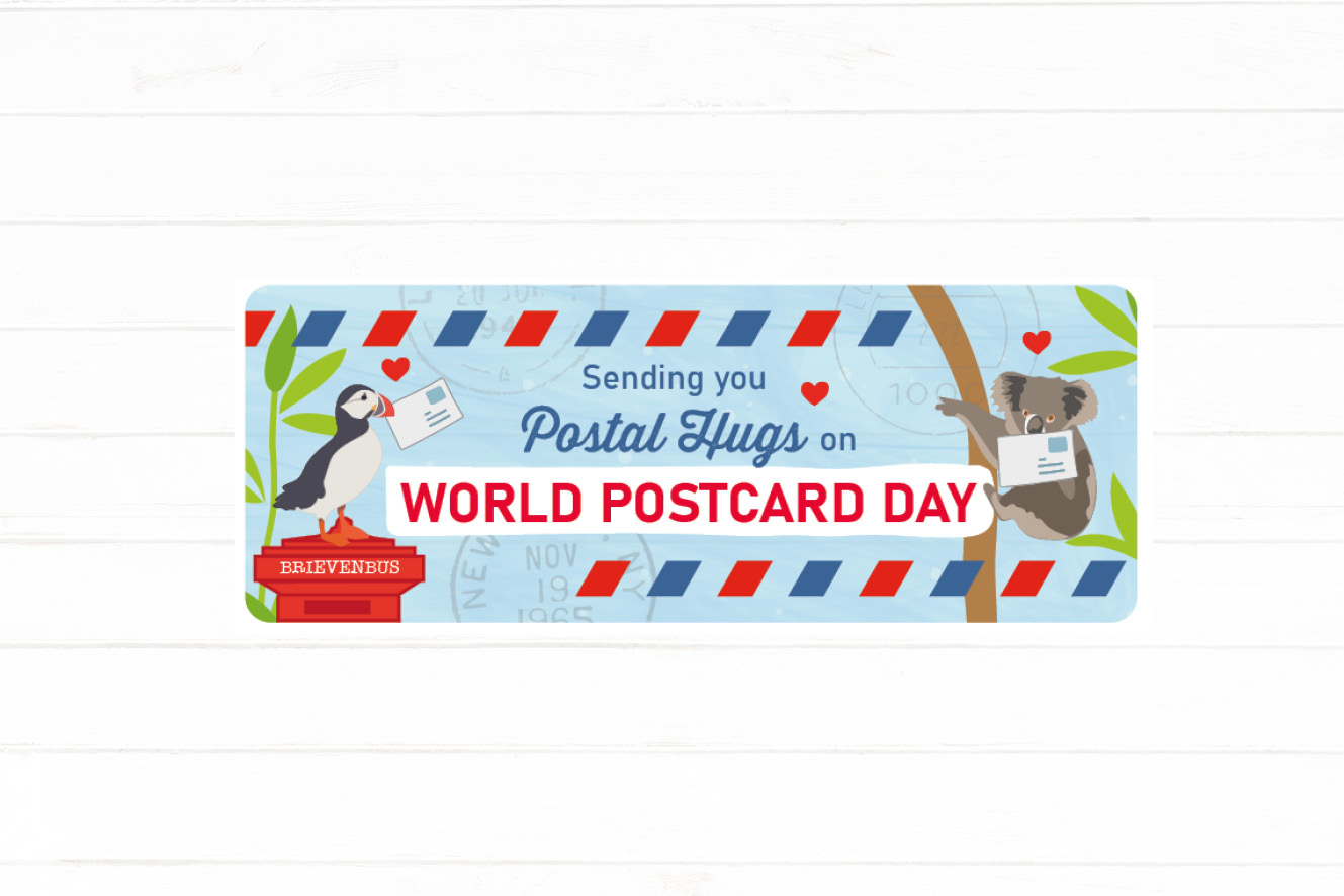 Postal Hugs on World Postcard Day Sticker Set 40 pieces