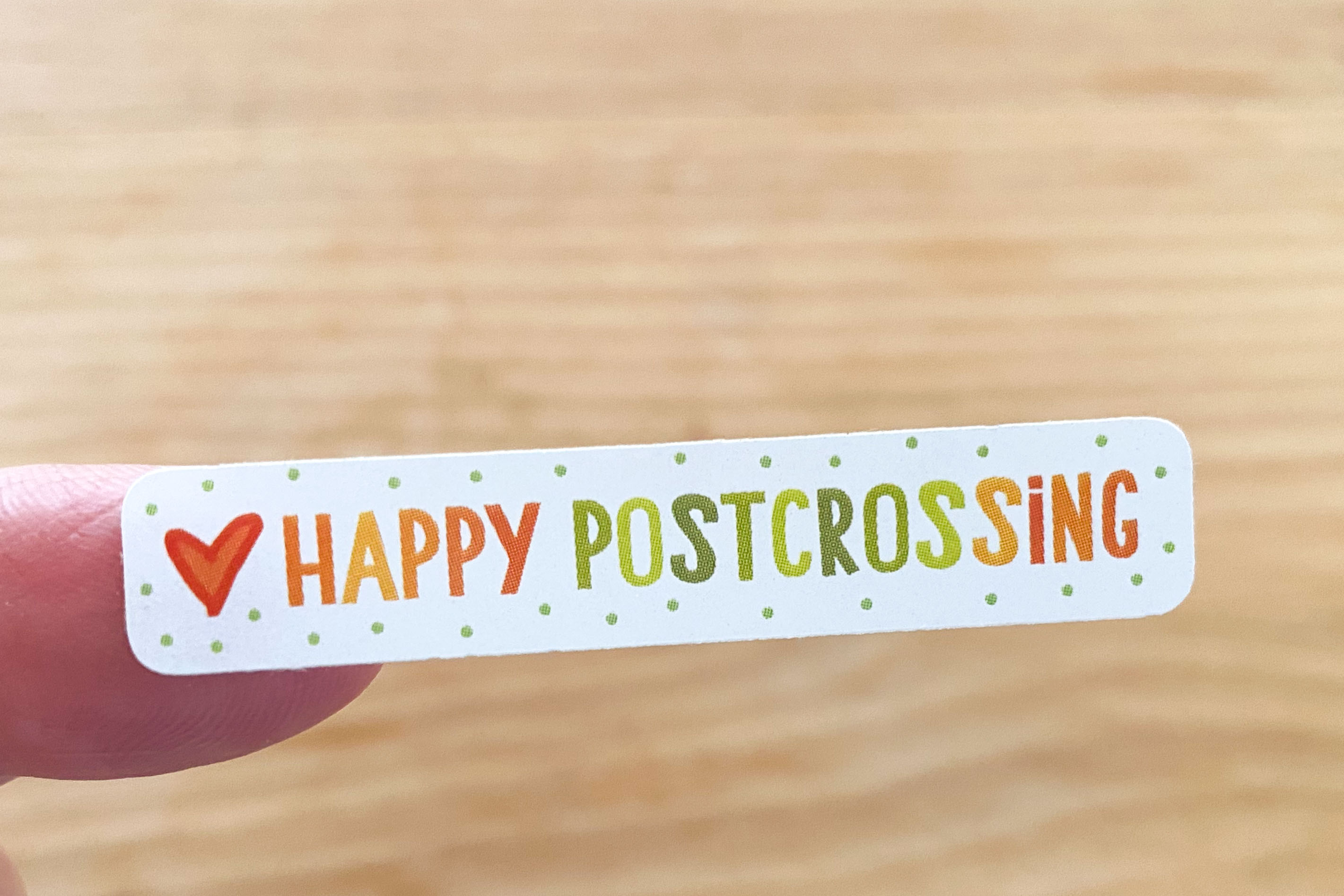 Happy Postcrossing in orange and green Sticker Set 60 Stück