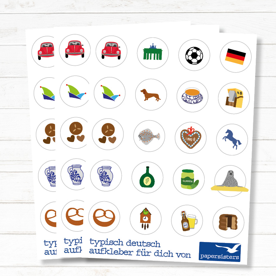papersisters-typisch-deutsch-Sticker-Aufkleber-Bogen-3er-Set