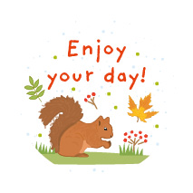S* Sticker Enjoy your Day Squirrel Stickers rund 3cm 5er