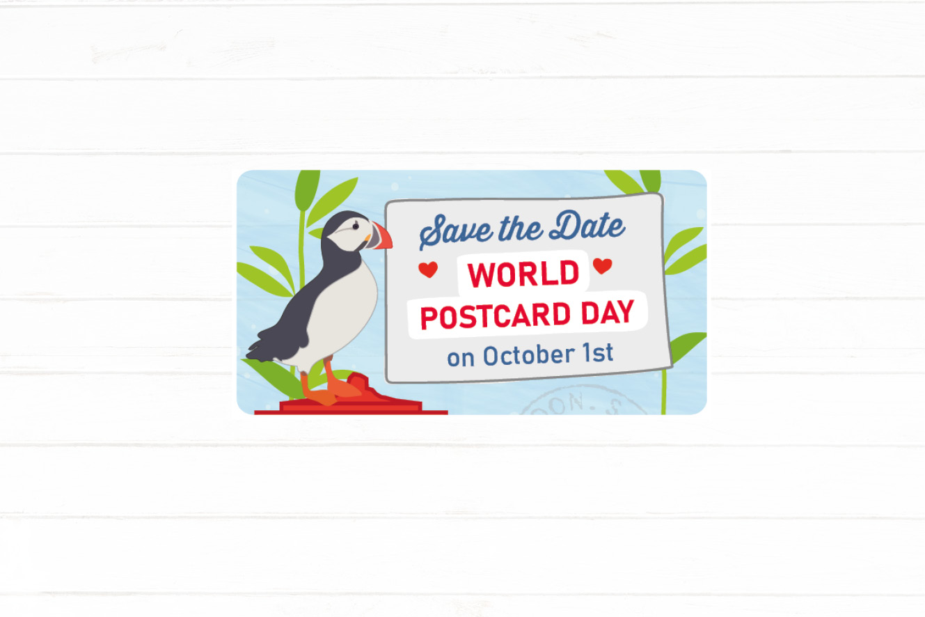 Save the Date World Postcard Day Sticker Set 40 Stück