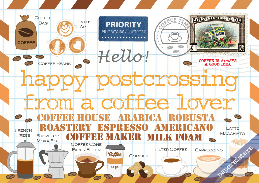 papersisters-Happy-Postcrossing-Postcard-Postkarte-HPC-Coffee-Lover
