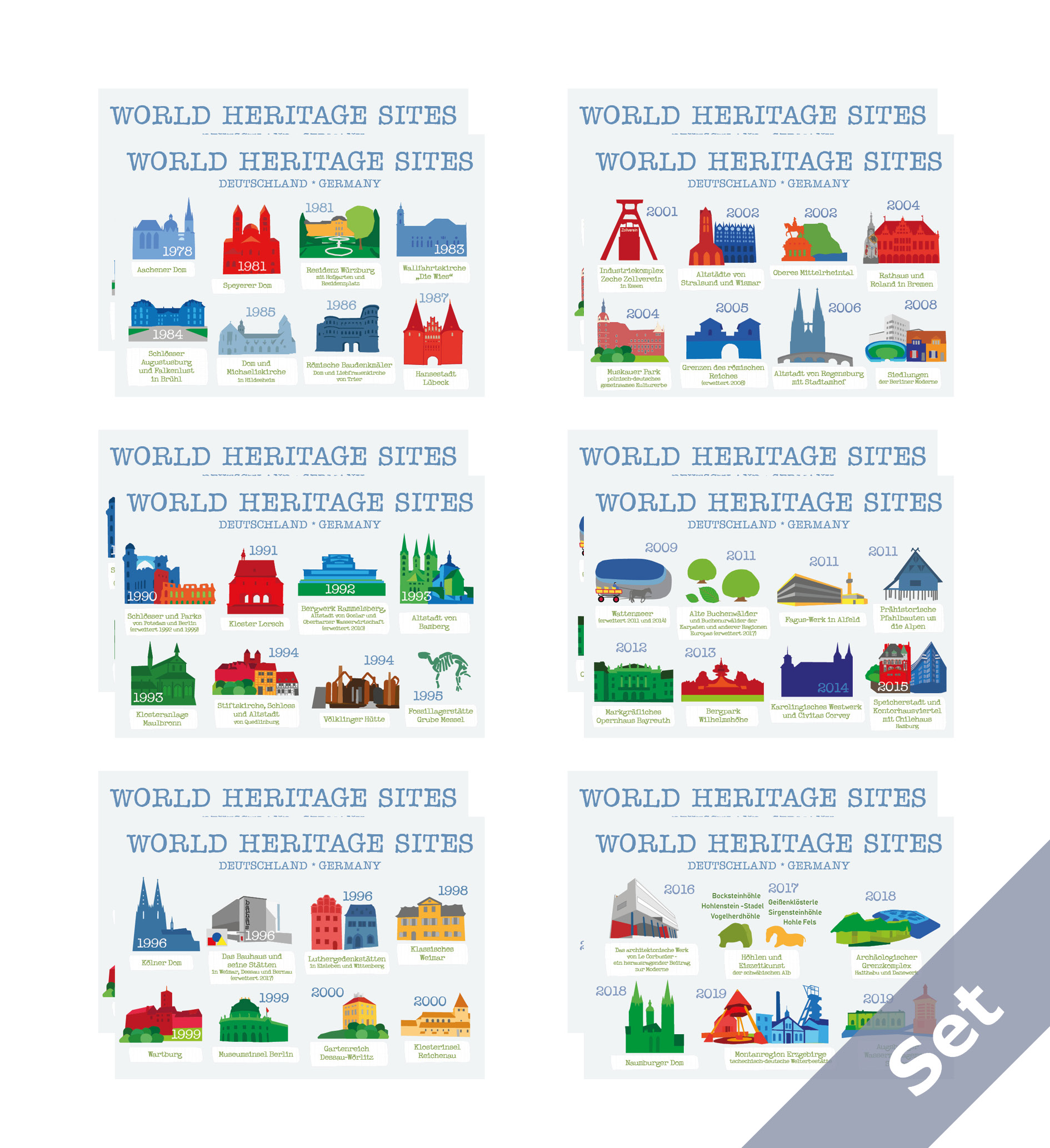 German World Heritage Sites Set - 12 Karten -
