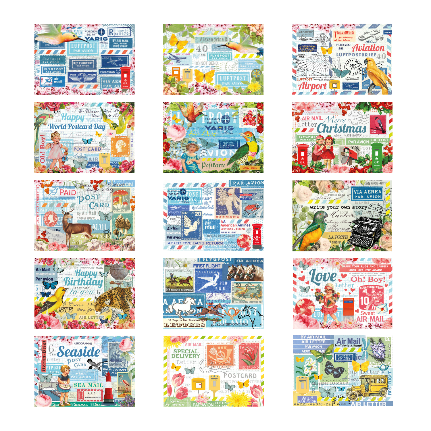 "Mailart Magic" - Set 15 Postcards