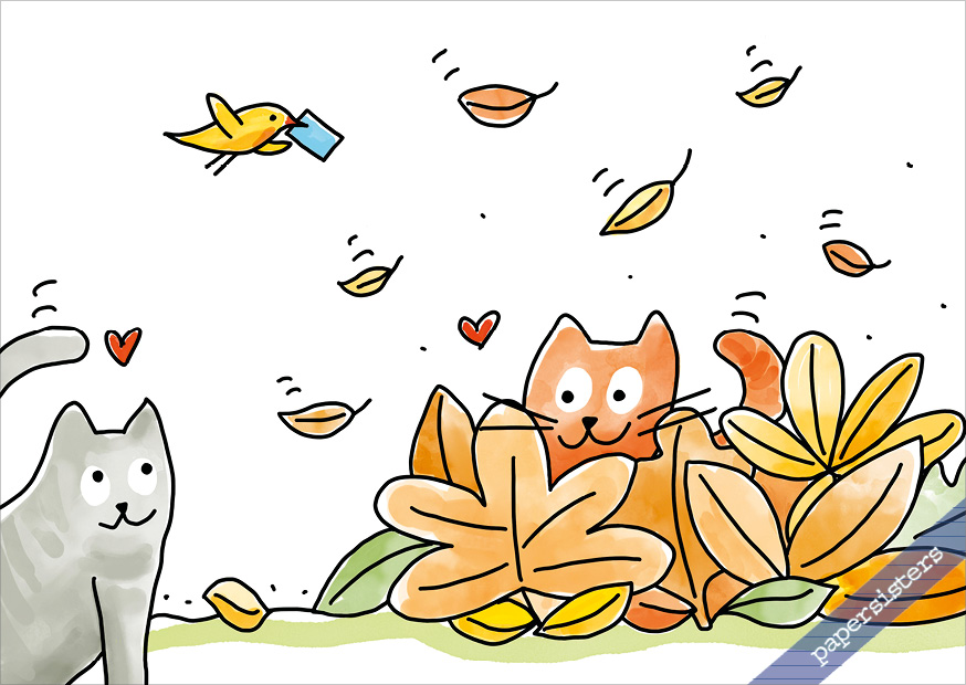 papersisters-Just-Cats-Autumn-Fun-Postkarte-Postcard
