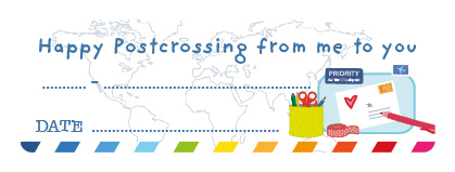 S* Sticker Postcard ID Happy Postcrossing from me to you 65x21 5er