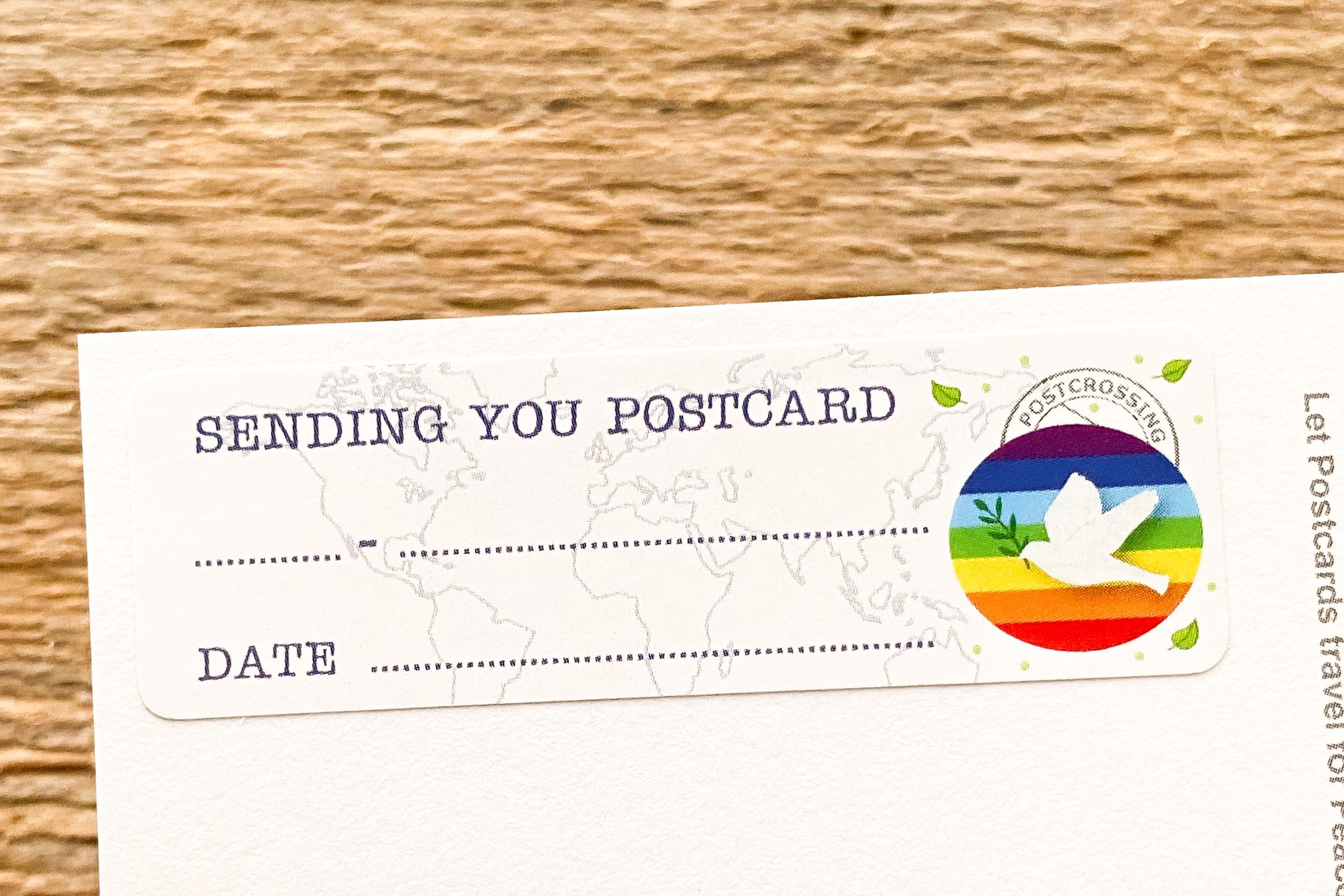 Postcard ID Sticker Set Rainbow Dove of Peace 50 Stück