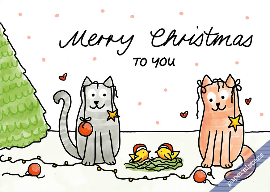 papersisters-Postcard-Postkarte-Just-Cats-Merry-Christmas