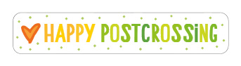 S* Sticker Happy Postcrossing gelb grün mit Herz 52x10 5er