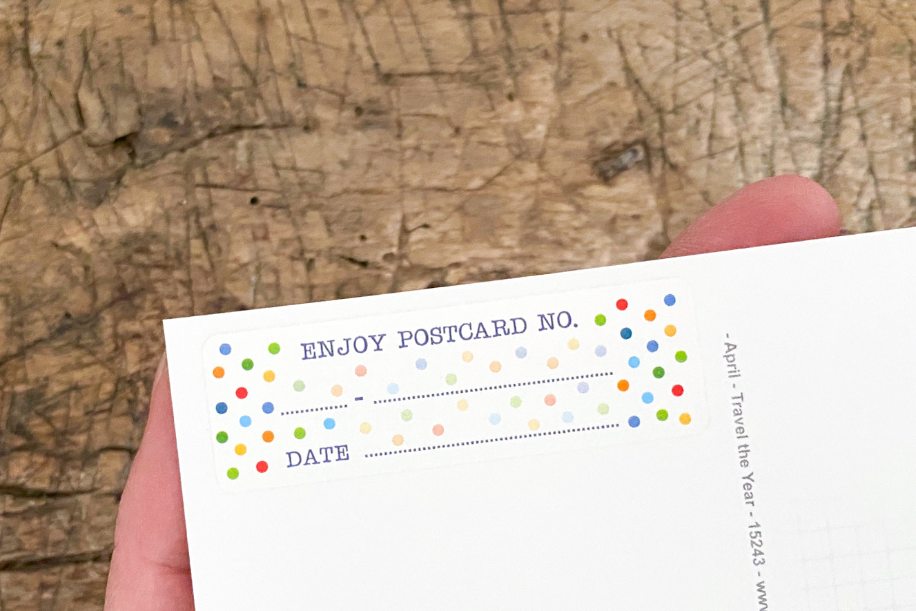 Postcard ID Sticker Set Rainbow Dots 