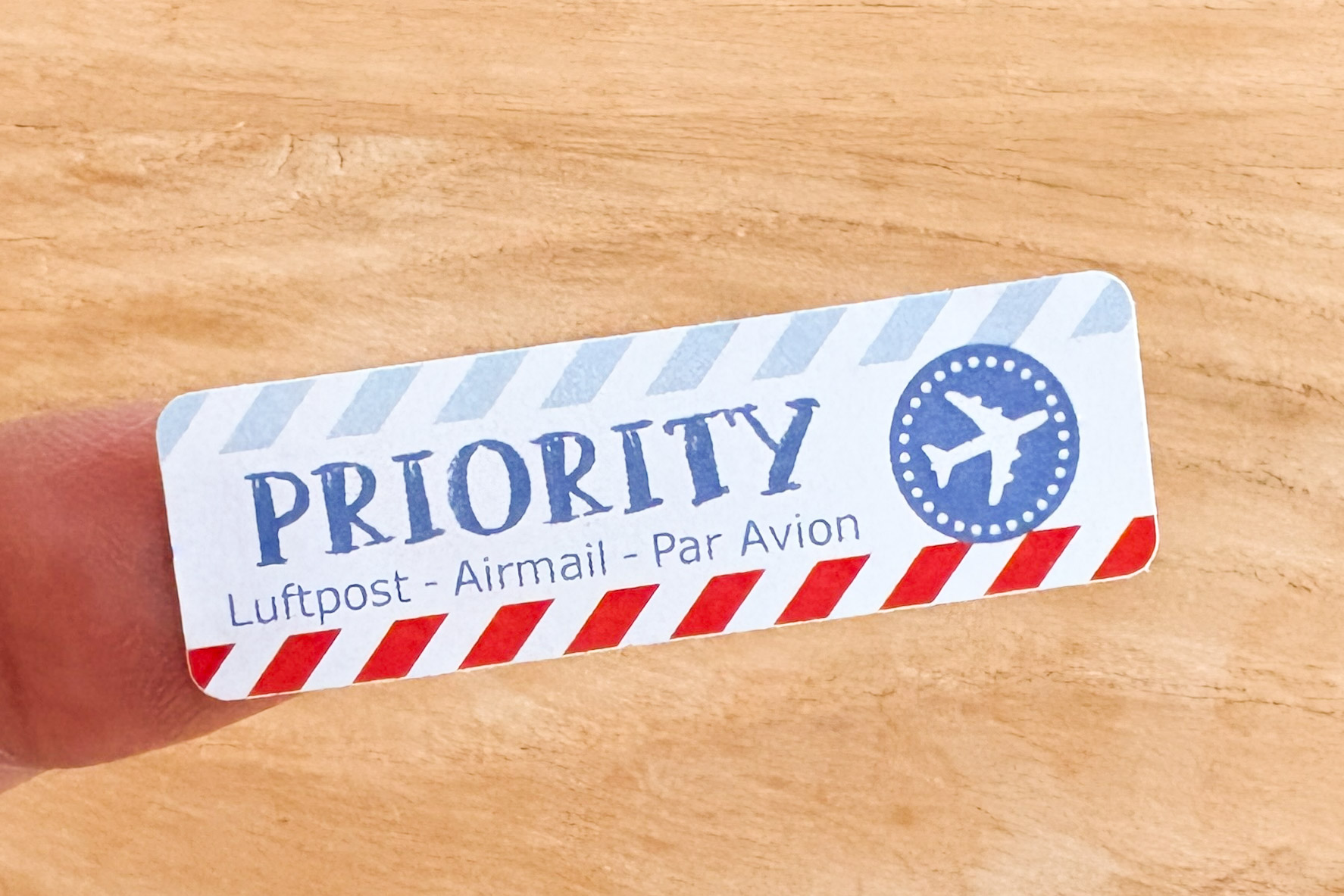 Priority via Airmail Sticker Set