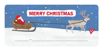 S* Sticker Postcard ID Santa's Sleigh 65x29 5er