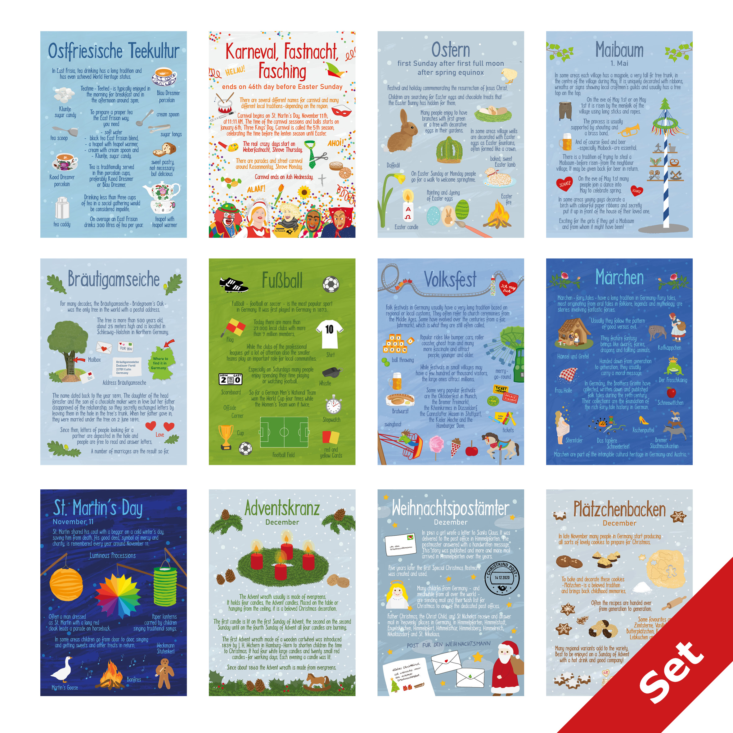 12 Traditions in Germany - set of 12 cards