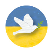 S* Sticker Ukraine Dove of Peace 25mm rund 5er