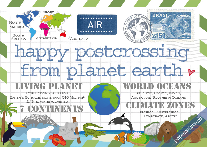 papersisters-Postcrossing-Earth-Postkarte Happy Postcrossing - Planet Earth