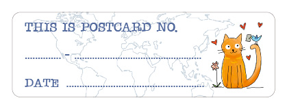 S* Sticker Postcard ID Cat & Bird 65x21 5er