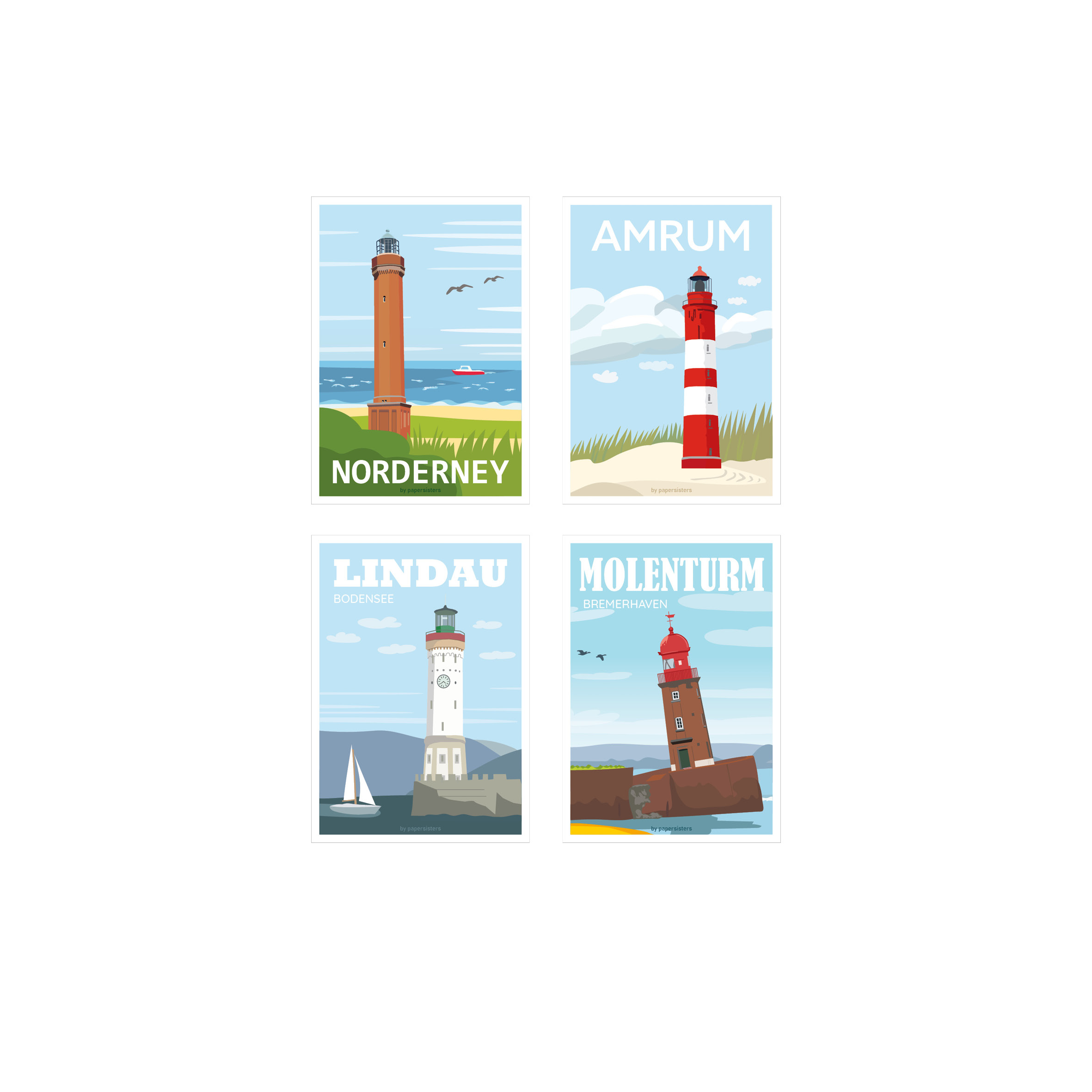 Travel Lighthouses - set of 16 cards