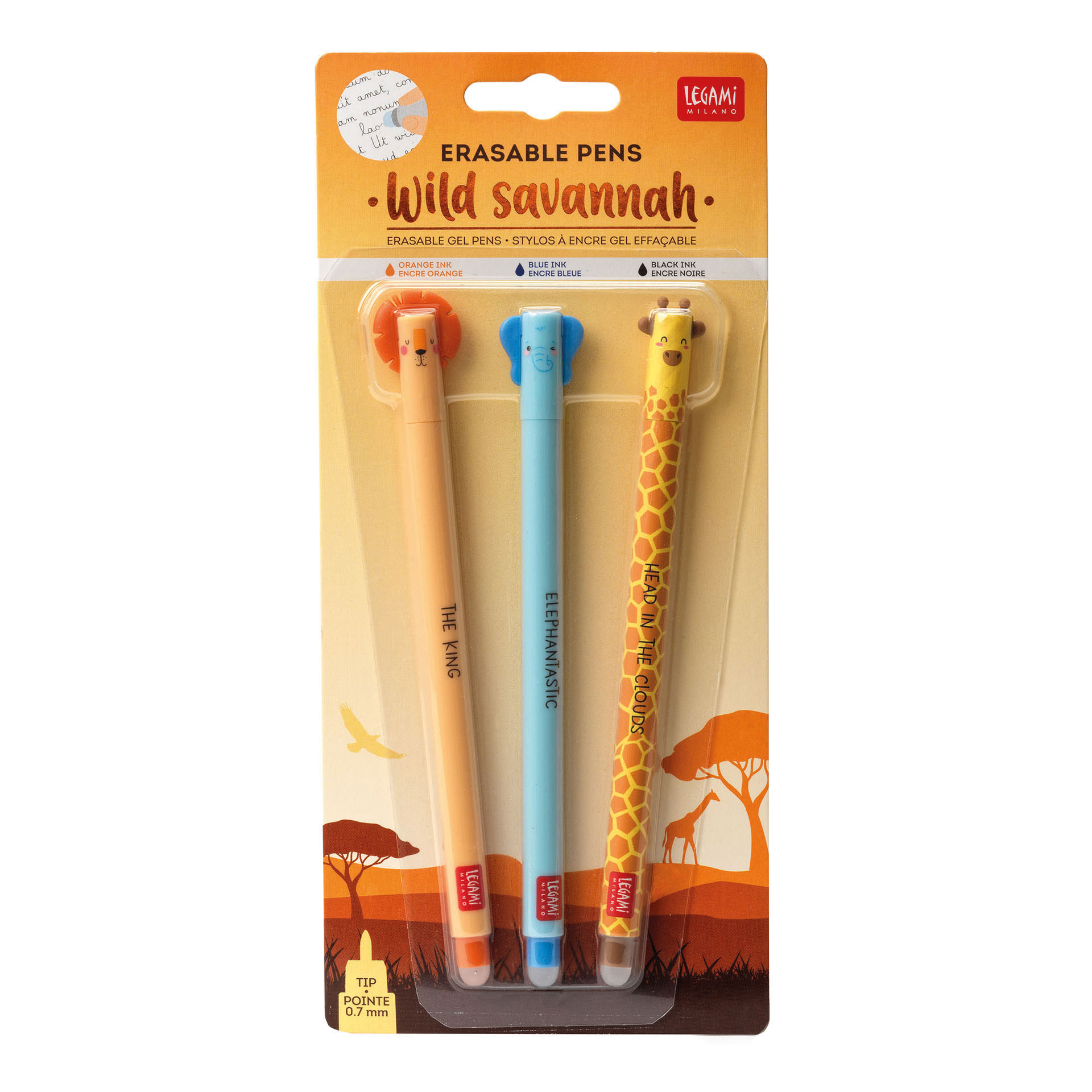 Trio Three Safari Friends erasable pen set