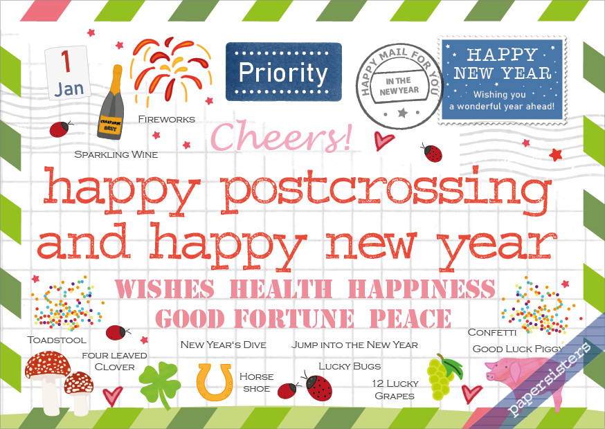 Happy Postcrossing - Happy New Year