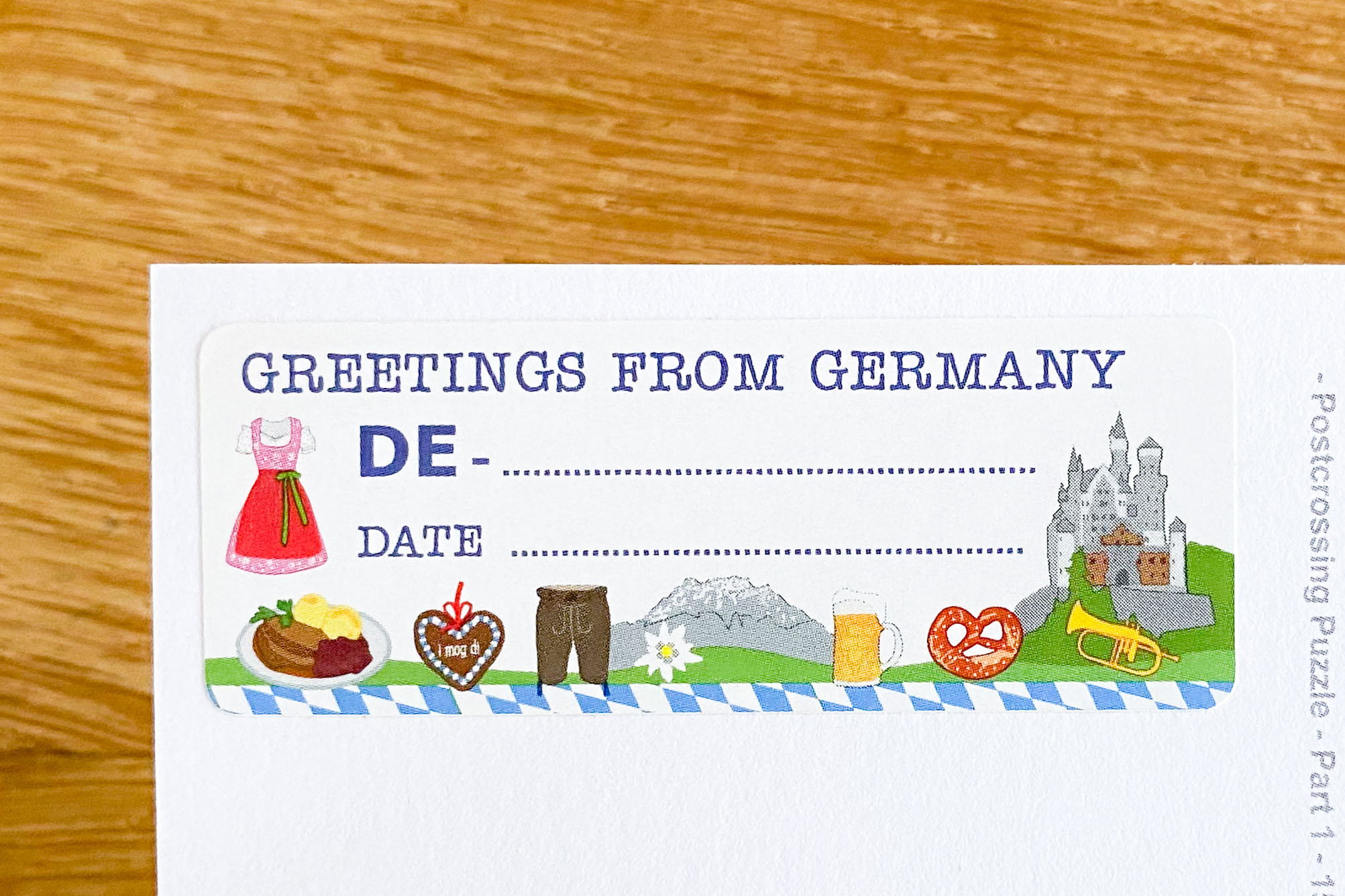Traditional Greetings from Germany Postcard ID Sticker Set 