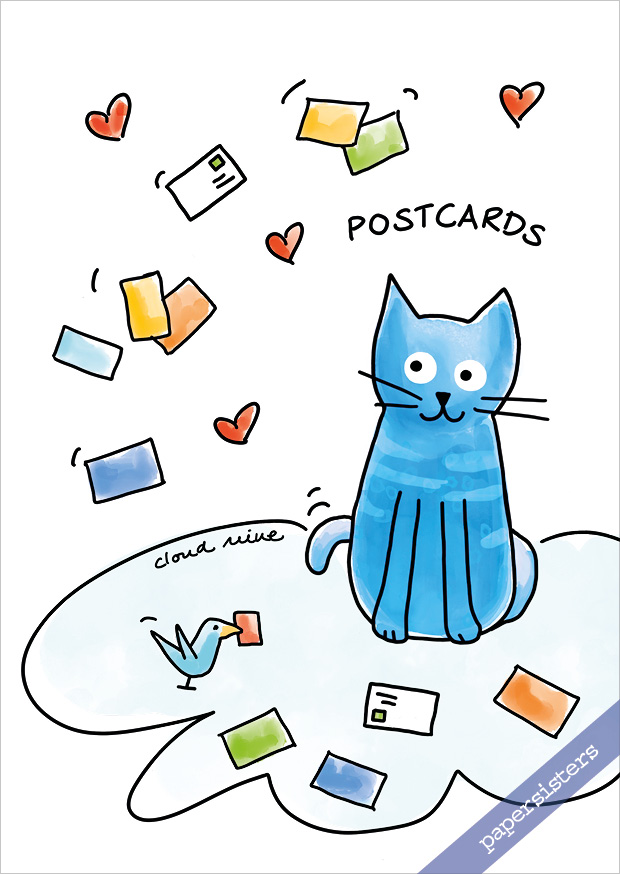 papersisters-Postkarte-postcard-Cats-Cloud-Nine