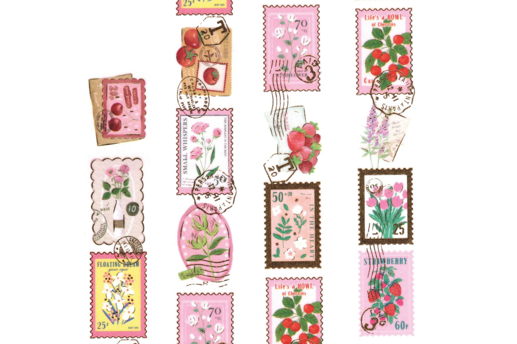 papersisters_Washi_Tape_Autumn_Post_Office_Plant_Pink