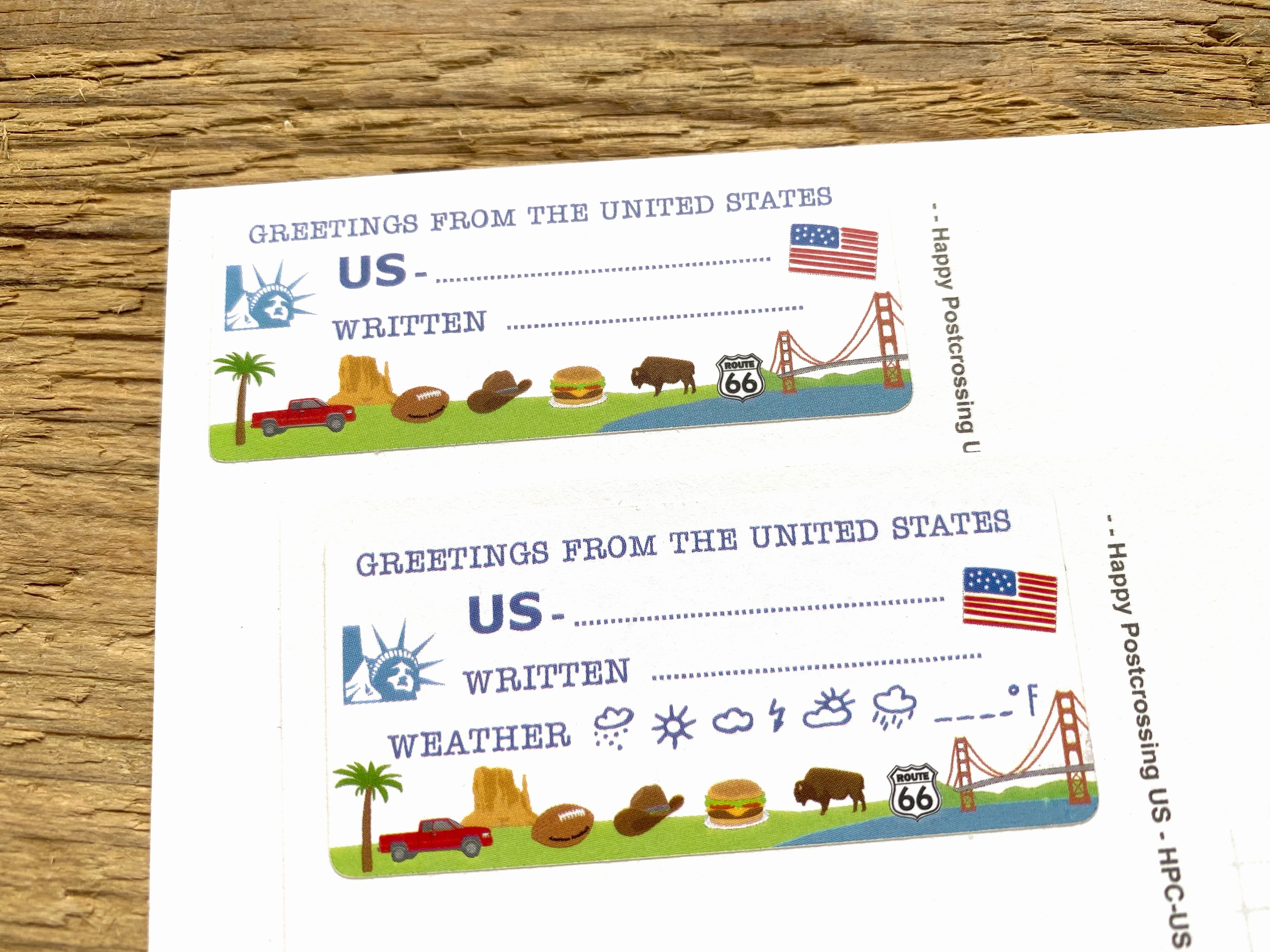 Greetings from the US Postcard ID Sticker Set 40 pieces