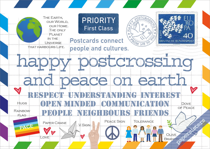 Postcrossing Peace Frieden Postkarte