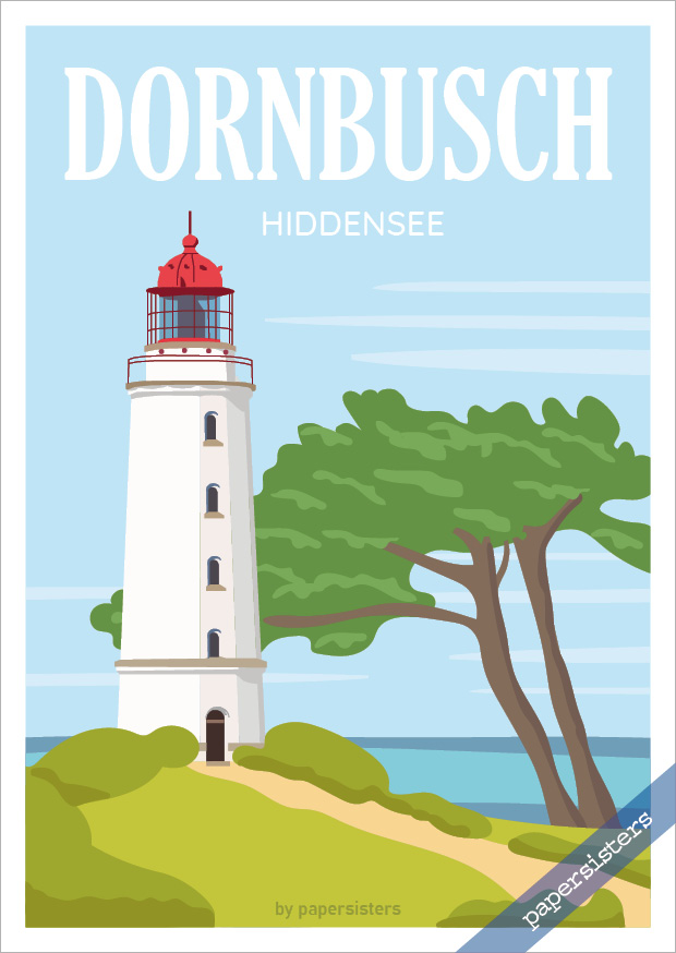 papersisters-Postkarte-Leuchtturm-Dornbusch