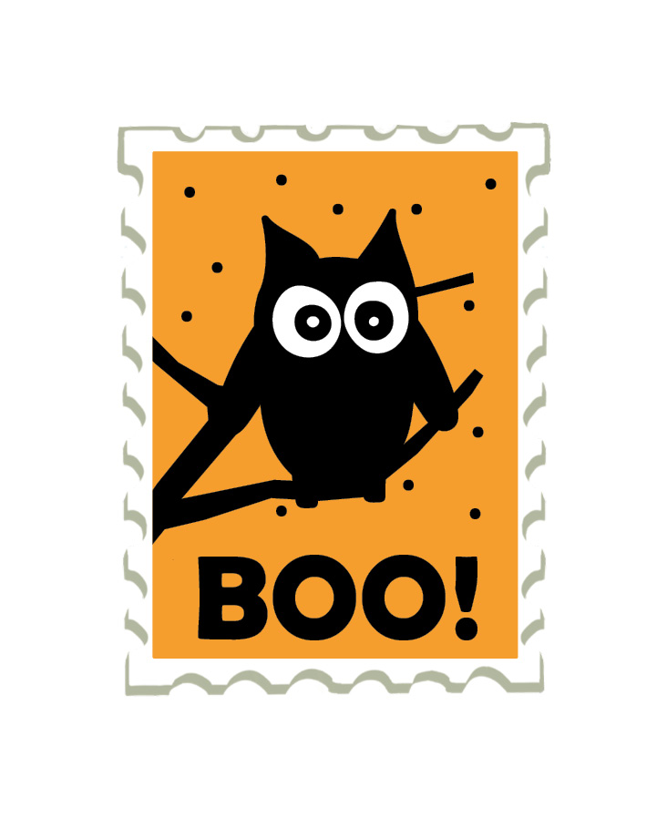 S* Sticker Halloween Owl Stamp 25x32 5er