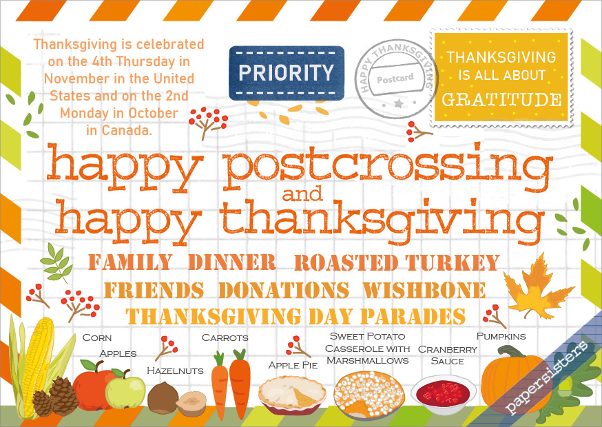 Happy Postcrossing - Happy Thanksgiving