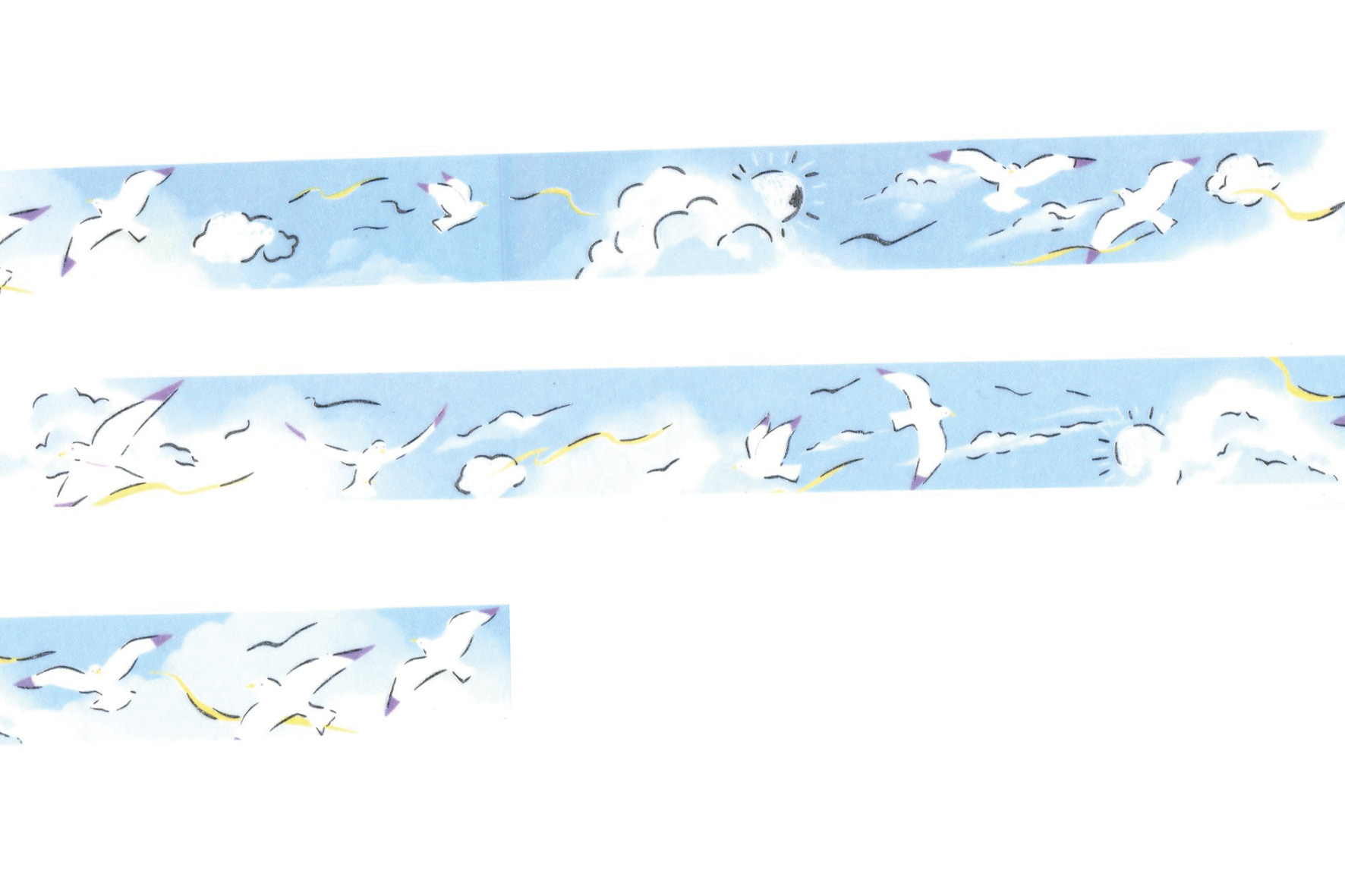 Masking Tape Glitter Flying Seagull