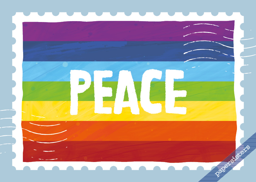 Postkarte Rainbow Peace Flag