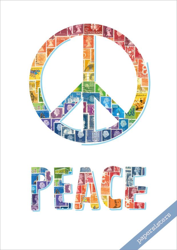 papersisters-Peace-Sign-Friedenszeichen-Frieden-Zeichen-Postcard-Postkarte Frieden Postkarte Zeichen