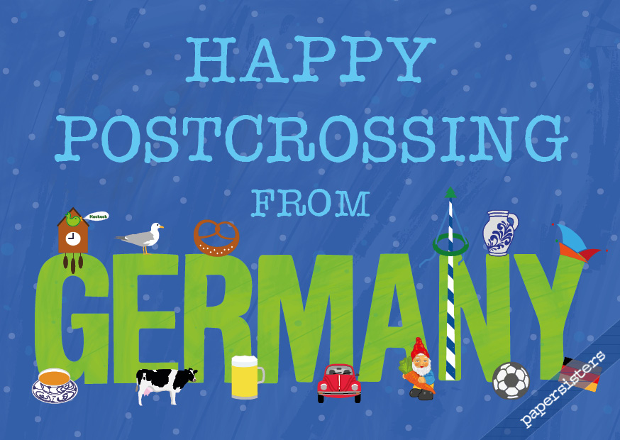 Blue German Postcrossing Greetings