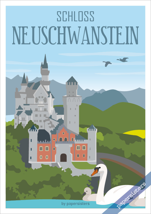 papersisters_postcard_neuschwanstein_castle Travel Schloss Neuschwanstein