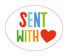 S* Sticker Sent with Love oval 5er