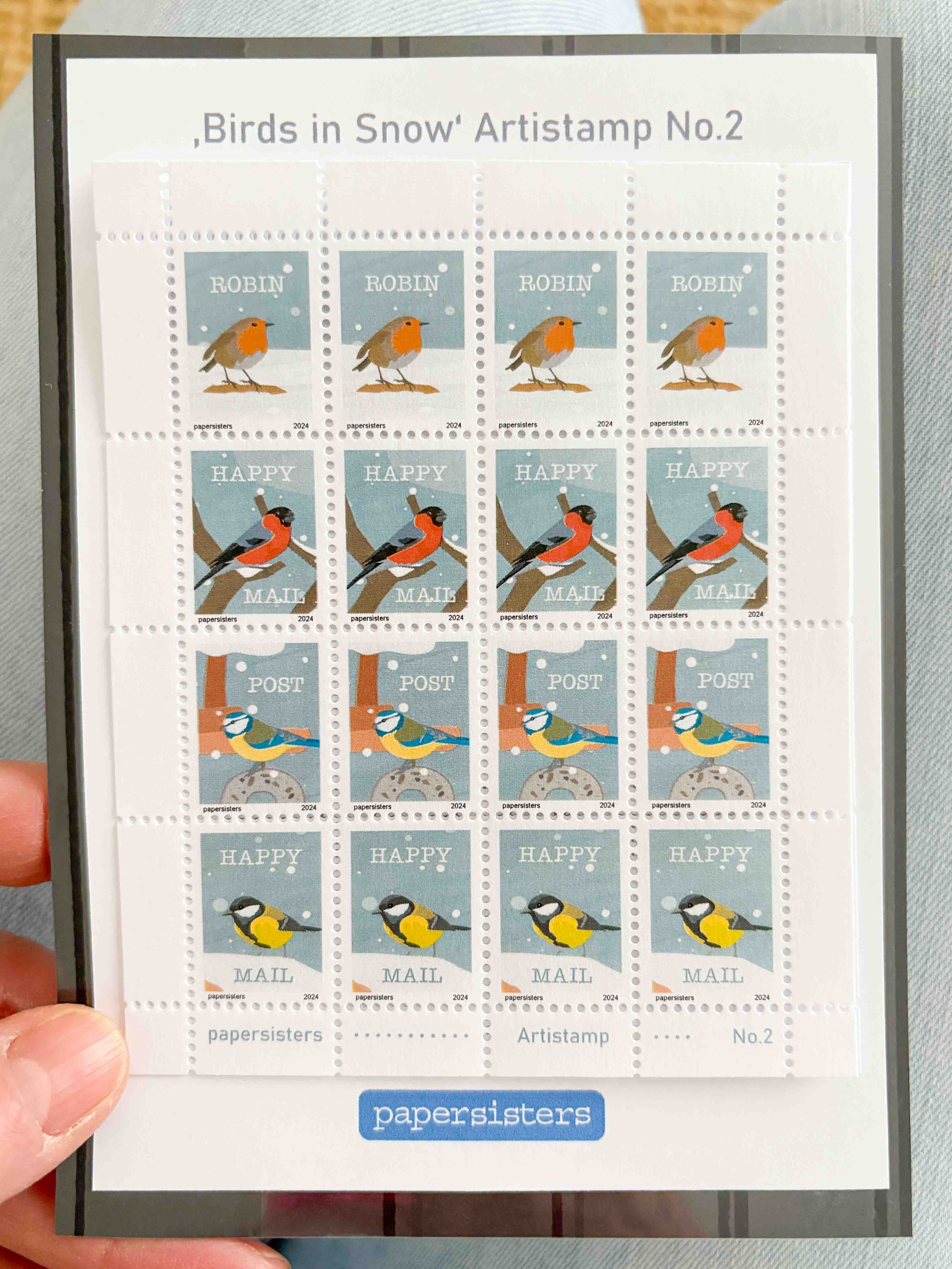 Birds in Snow papersisters Artistamp No.2