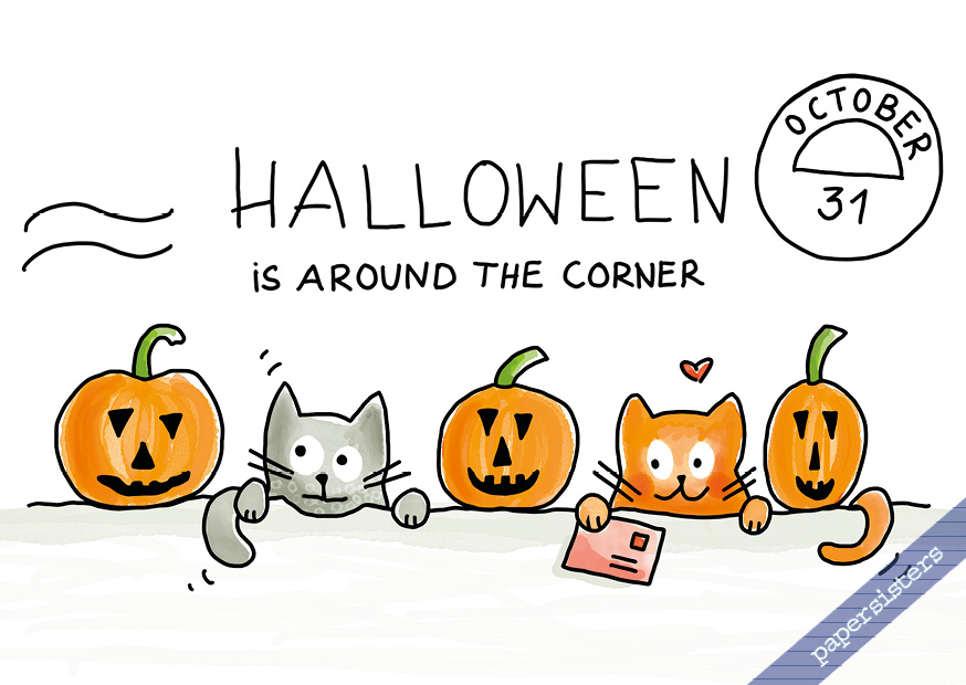 papersisters-Just-Cats-Halloween-Postkarte-Postcard
