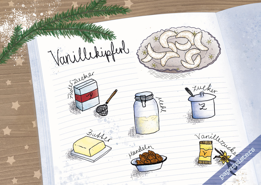 papersisters-Postkarte-Vanillekipferl-Rezept-postcard-Weihnachtsb-ckerei