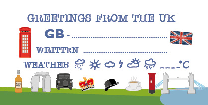 S* Sticker Postcard ID Great Britain Wetter 4er
