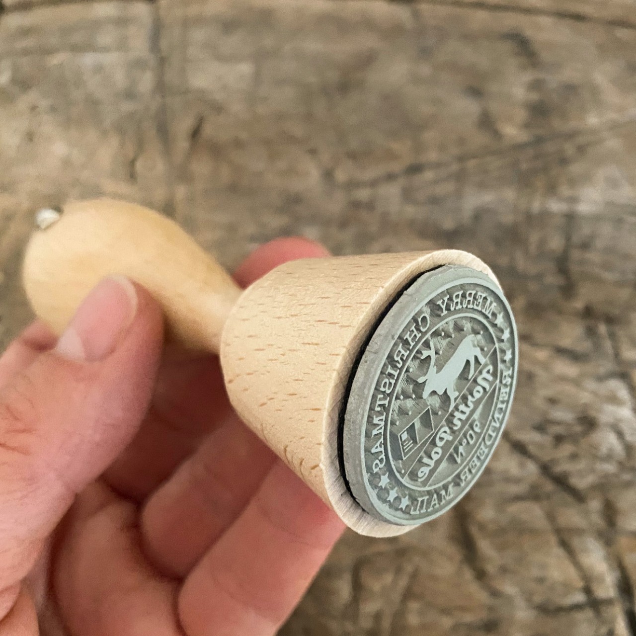 Weihnachtsstempel 'FROHE WEIHNACHTEN' Mit Rabe - Handgefertigter Poststempel Für Karten & Geschenke